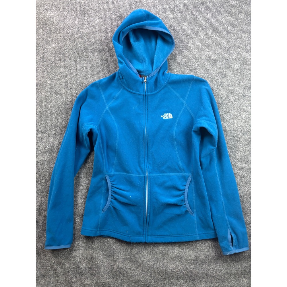 The North Face Fleece Hoodie Womens Medium Blue Full Zip Thumbholes Jacket